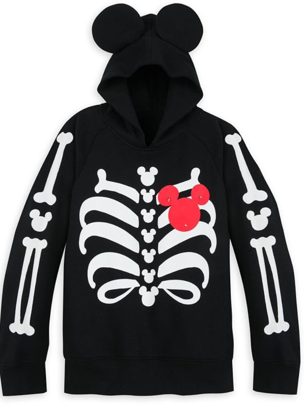 Disney Mickey Mouse Skeleton Halloween Hoodie Light Up Glow In Dark NWT